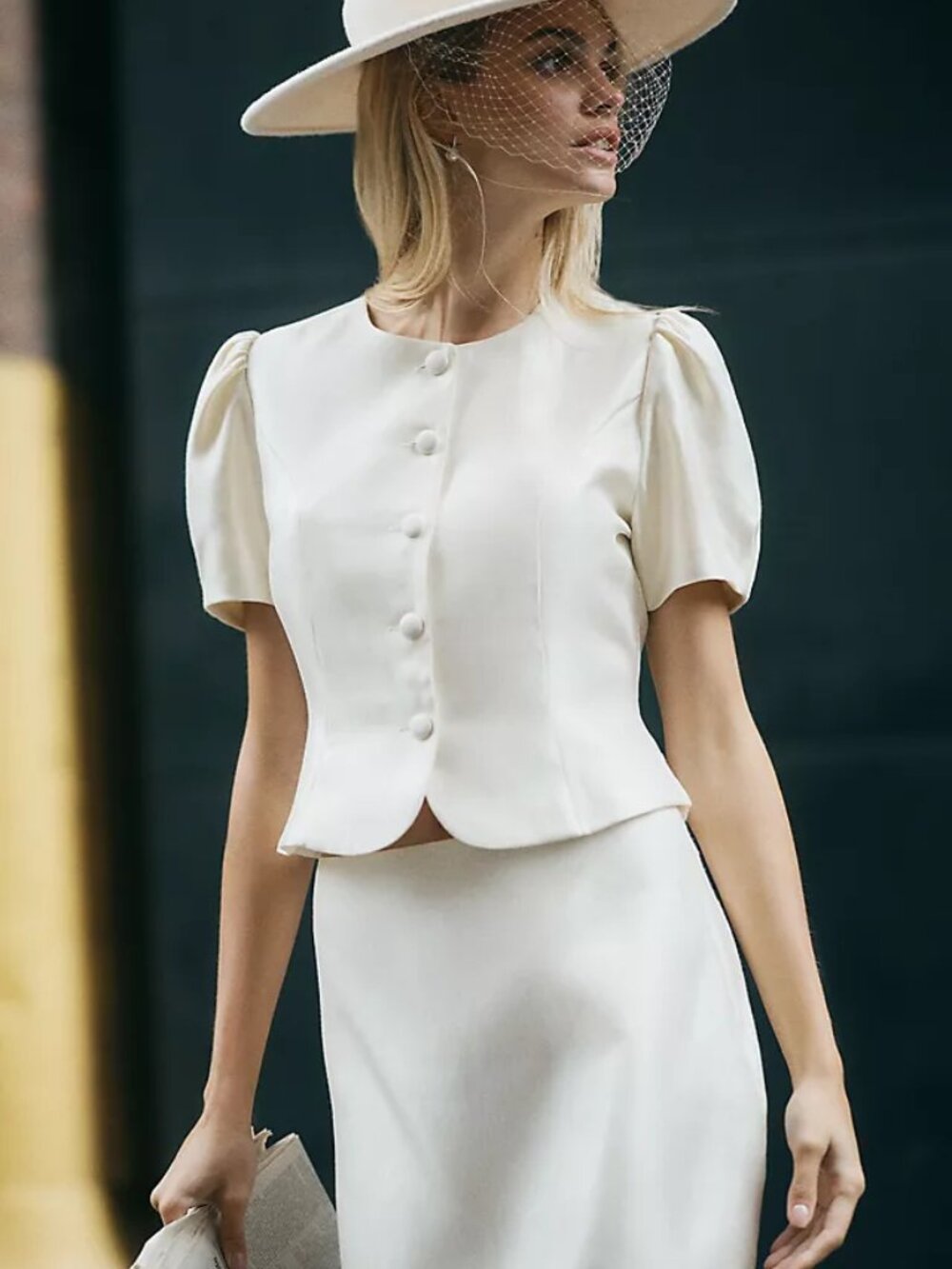 NWOT Reformation Mika Two Piece in Cream Short Sleeve Top Mini Skirt Size 0 - Picture 6 of 10